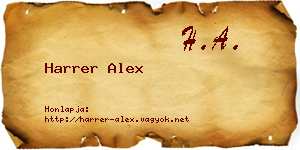 Harrer Alex névjegykártya